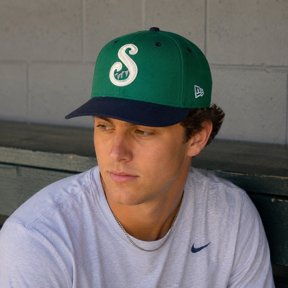 Vintage 90s Knoxville Smokies New Era 59FIFTY Hat Green Navy MiLB USA Made 6 7/8